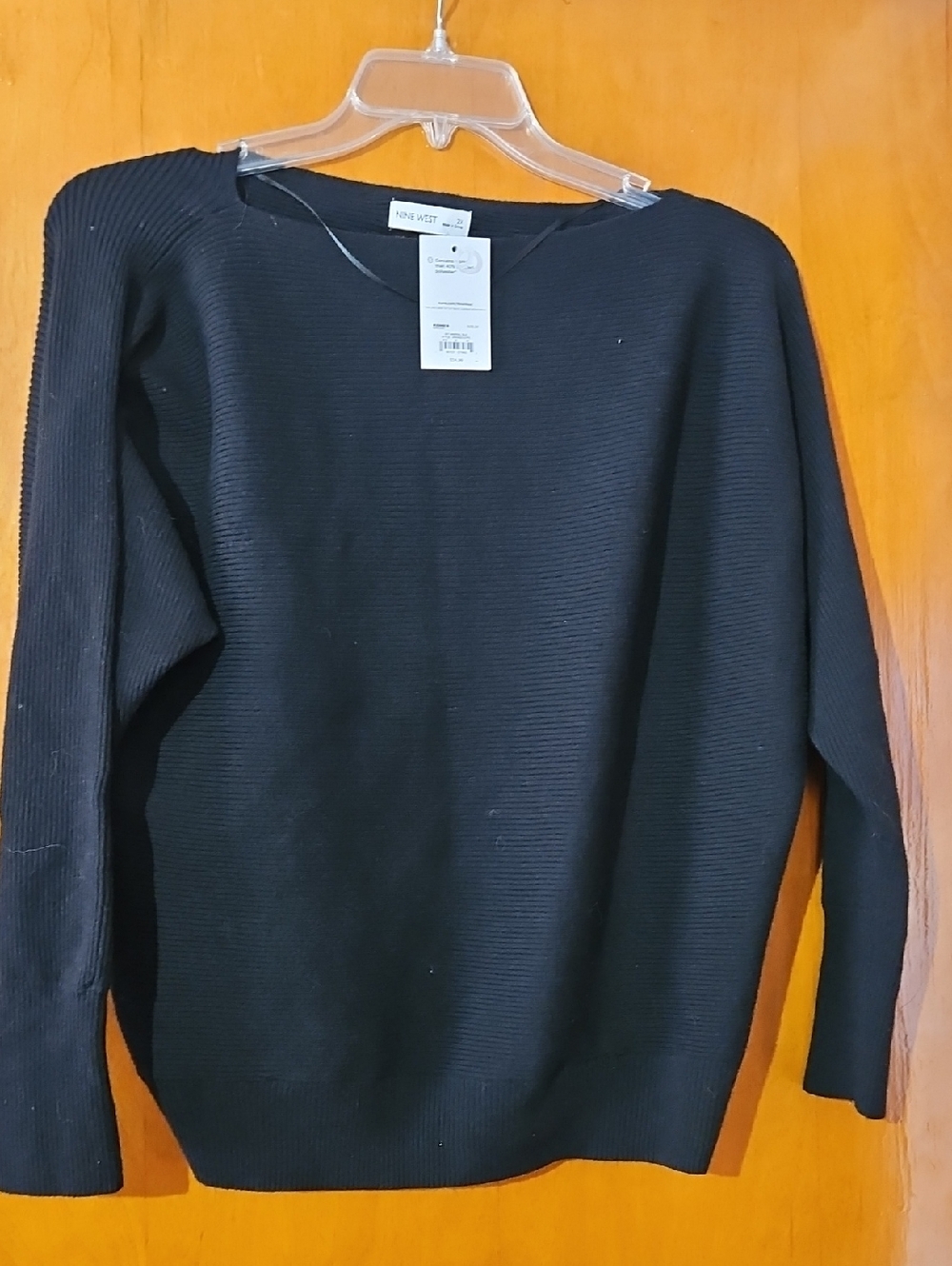 Nine West Black Ribbed Boatneck Sweater